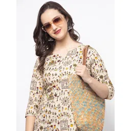 SHIONS Women V-Neck Tribal Print Cotton Top-picture-30