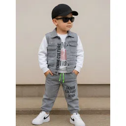 Shirazi Boys Printed Long Sleeves Denim Shirt With Trousers-picture-38