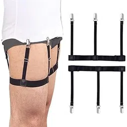 Shirt Stays Holders Keepers Belt For Man In Colour Black With Non-Slip Heavy Duty Clips (O Shape), One Size-picture-47