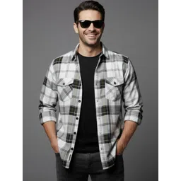 SHIRTZONE Men Standard Slim Fit Checked Casual Shirt-picture-38