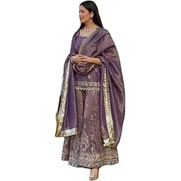 shishkala Women's Designer Sharara Suit Set, Purple Silk with Zari Embroidery, Traditional 3-Piece Ethnic Wear-picture-14