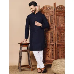 Shiv Leela Men Embroidered Thread Work Pure Cotton Kurta-picture-27