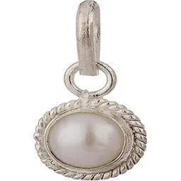 shiv ram jyotish kendra Pearl Pendant in Sterling Silver For Men & Women 2ct. to 15ct. Energized Certified Natural Round White Moti Gemstone With German Silver Chain(15)-picture-36
