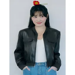 Shiv traders collection Women Leather Longline Leather Jacket with Patchwork-picture-17