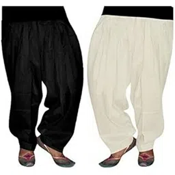 shiva collections Women's Cotton Patiala Salwar (scs1027, Black and White, Free Size)-picture-54