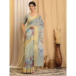 SHIVAM FABRICS Floral Printed Zari Pure Cotton Saree-picture-13