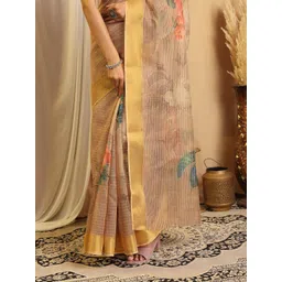 SHIVAM FABRICS Floral Printed Zari Pure Cotton Saree image 5