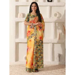 SHIVAM FABRICS Foral Printed Pure Linen Sarees-picture-20