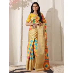 SHIVAM FABRICS Geometric Printed Zari Pure Cotton Saree-picture-16