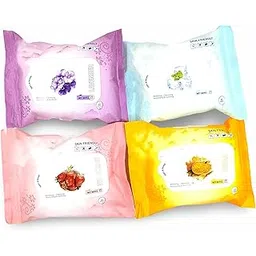 shivarth Facial Wet Wipes Daily Cleansing wipe Makeup Remover Wipes Face Tissues For Face & Travel Use For Girls & Boys 4 Different Fragrance Ubtan, Strawberry, Lavender, Ice Cool Pack of 4 (25Wipes Each)-picture-12