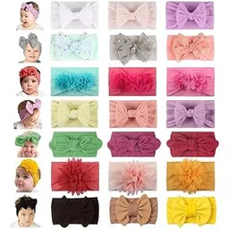 Shivashay 6 Piece Baby Nylon Headbands 6 Styles Hairbands Hair Bow Elastics For Girl Headbands With Bows Newborns Infant Toddlers Bow Elastics Hair Accessories For Baby Girls Newborn, Multicolor-picture-28