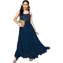 Shivay Nand Fashion Women Embroidery Georgette Fit and Flare Dress-picture-48