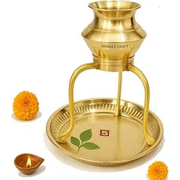 SHIVDEV CRAFT Shivling Jal Abhishek Stand Lota & Plate Without Shiv Lingam for Abhishekam of Lord Shiva with Puja Design Plate (Brass 12.5 CM Height)-picture-16