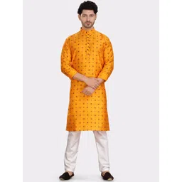 SHIWAM ETHNIX Ethnic Motifs Printed Mandarin Collar Straight Kurta With Pyjamas-picture-19
