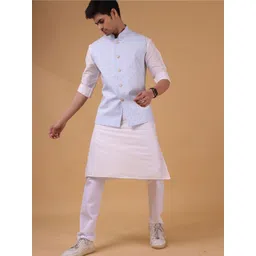 SHIWAM ETHNIX Geometric Printed Cotton Linen Nehru Jacket-picture-37