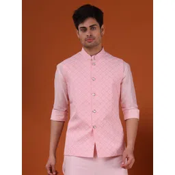 SHIWAM ETHNIX Geometric Printed Pure Cotton Nehru Jacket-picture-33