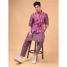 SHIWAM ETHNIX Ikat Printed Cotton Nehru Jacket-picture-10