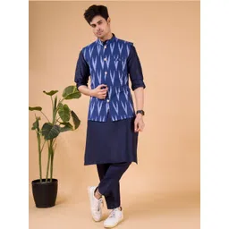 SHIWAM ETHNIX Ikat Printed Cotton Nehru Jacket image 3