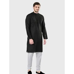 SHIWAM ETHNIX Men Black Straight Kurta-picture-34