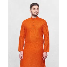 SHIWAM ETHNIX Men Orange Printed Kurta-picture-38
