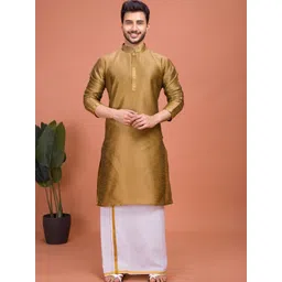 SHIWAM ETHNIX Men Solid Festive Silk Straight Kurta-picture-32