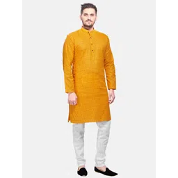 SHIWAM ETHNIX Men Yellow Kurta with Pyjamas-picture-13