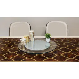shiyon Revolving Toughened Glass Table Top Lazy Susan for Dining Table, Orignal (24") Powder Coated Trivet-picture-10