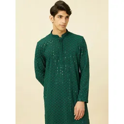 SHOBHIT Men Ethnic Motifs Regular Sequinned Kurta with Churidar-picture-34