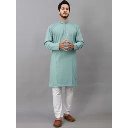 SHOBHIT Men Ethnic Motifs Regular Sequinned Kurta with Pyjamas-picture-27