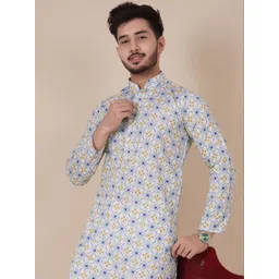 SHOBHIT Men Printed Regular Kurta with Pyjamas-picture-10