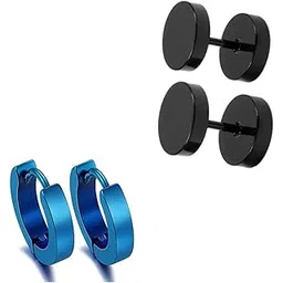 shobhram 2 Pair Combo Earrings for Men and Boys | Stainless Steel Earrings for Boys ComSTEa-18-picture-32