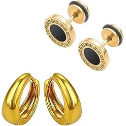 shobhram 2 Pair Combo Earrings for Men and Boys | Stainless Steel Earrings for Boys | ComSTEa-12-picture-28
