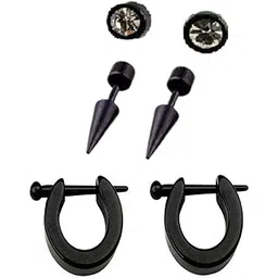 shobhram 2 Pair Combo Earrings for Men and Boys | Stainless Steel Earrings for Boys | ComSTEa-71-picture-22