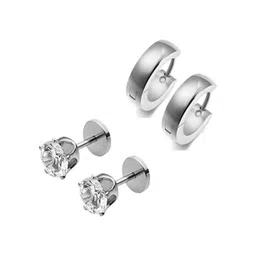 shobhram Set Of 2 Silver-Plated Contemporary Hoop Earrings-picture-15