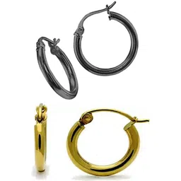 shobhram Set Of 2 Stainless Steel Contemporary Hoop Earrings-picture-12