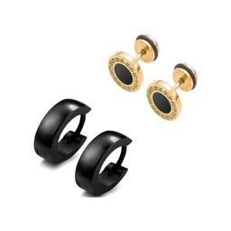 shobhram Set Of 2 Stainless Steel Silver-Plated Contemporary Studs-picture-31