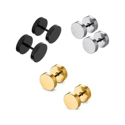 shobhram Set Of 3 Metal Circular Studs-picture-35