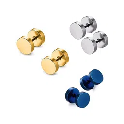 shobhram Set Of 3 Stainless Steel Circular Studs-picture-28