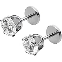 shobhram Silver Nug Bali 316L Stainless Steel Earrings for Men and Boys | Fashion Non Piercing Earrings for Men | Stainless Steel Earrings for Boys-picture-14