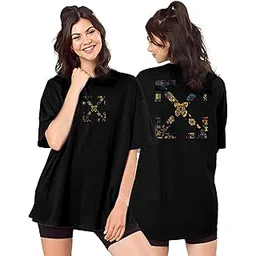 shodox Bio-Washed Anti Bacterial 100% Pure Cotton Women’s Oversized Latest Aesthetic Premium Printed T-Shirt | Cozy Soft, Less Wrinkles Loose Fit, Drop Shoulder, Korean Baggy Style Tees for Girls-picture-30