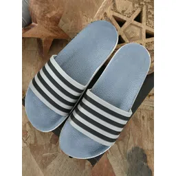 Shoe Island Men Striped Sliders image 1