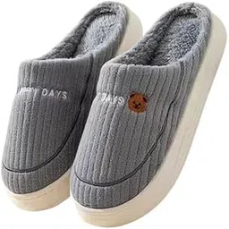 shoemusq Winter Warm Slippers for Men & Women | Soft Fluffy Furry Slides for Home & Bedroom | Anti-Slip Plush Indoor Slippers for Boys, Girls & Adults | Stylish Footwear (Pack of 1, Size-10- Grey)-picture-47