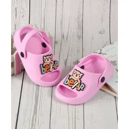 SHOES FOR JUNIORS Teddy Bear Applique Detailed With Sling Back Clogs - Pink-picture-21