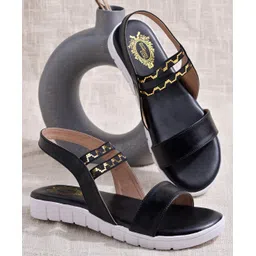 Shoetopia Abstract Embellished Sandals - Black-picture-15