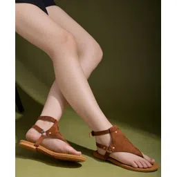 Shoetopia Ankle Strap Detailed Solid Sandals - Tan-picture-37