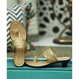 Shoetopia Basket Weave Designed Braided Sandals - Golden-picture-24
