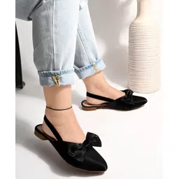 Shoetopia Bow Applique Detailed Flat Sandals - Black-picture-16