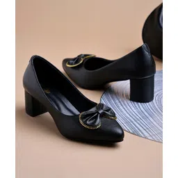 Shoetopia Bow Applique Detailed Pumps - Black-picture-17