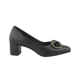 Shoetopia Bow Applique Detailed Pumps - Black image 4
