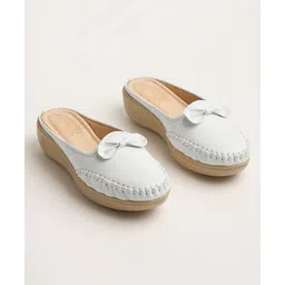 Shoetopia Bow Applique Detailed Wedge Sandals - White-picture-42